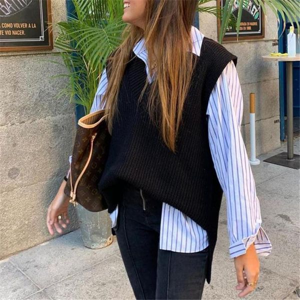 women's vests v-neck knitted vest women sweater autumn winter korean style loose wild sleeveless solid color femme, Black;white
women's vests v-neck knitted vest women sweater autumn winter korean style loose wild sleeveless solid color femme, Black;white