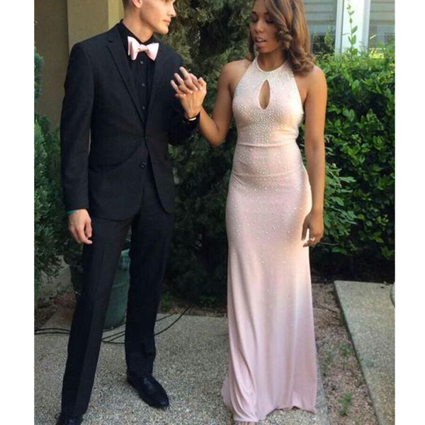 keyhole pink prom dresses mermaid halter neck beads long party gowns elastic satin floor length red carpet dress, Black
keyhole pink prom dresses mermaid halter neck beads long party gowns elastic satin floor length red carpet dress, Black