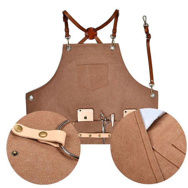 adjustable cross back cotton canvas apron for men women work kitchen thin889 aprons