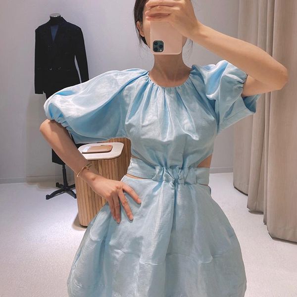party dresses mini summer for women o neck puff sleeve high waist female hollow out lace up dress fashion clothing, White;black
party dresses mini summer for women o neck puff sleeve high waist female hollow out lace up dress fashion clothing, White;black