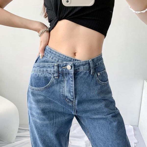 women's jeans autumn loose straight pants for women casual high waist ladies pockets irregular denim female trousers 2021 wj313, Blue
women's jeans autumn loose straight pants for women casual high waist ladies pockets irregular denim female trousers 2021 wj313, Blue