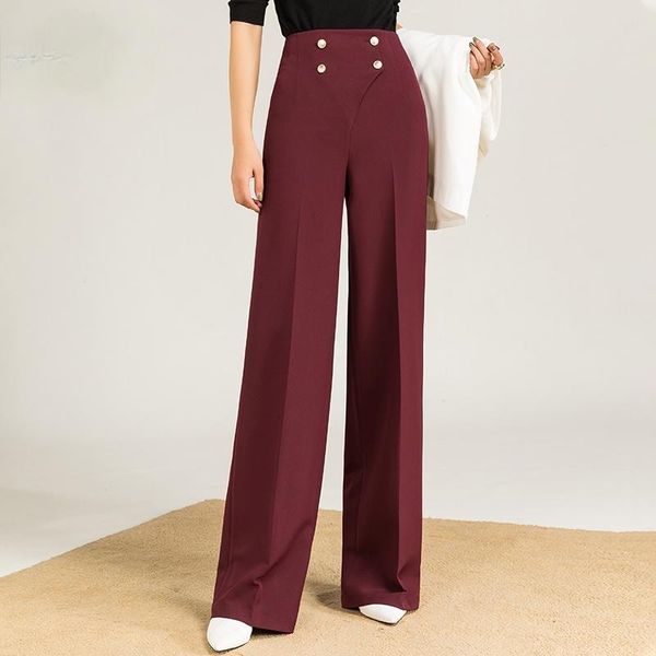 women's pants & capris 2021 spring fall female womens clothing high waisted double breasted button wine red , wide leg for woman, Black;white
women's pants & capris 2021 spring fall female womens clothing high waisted double breasted button wine red , wide leg for woman, Black;white