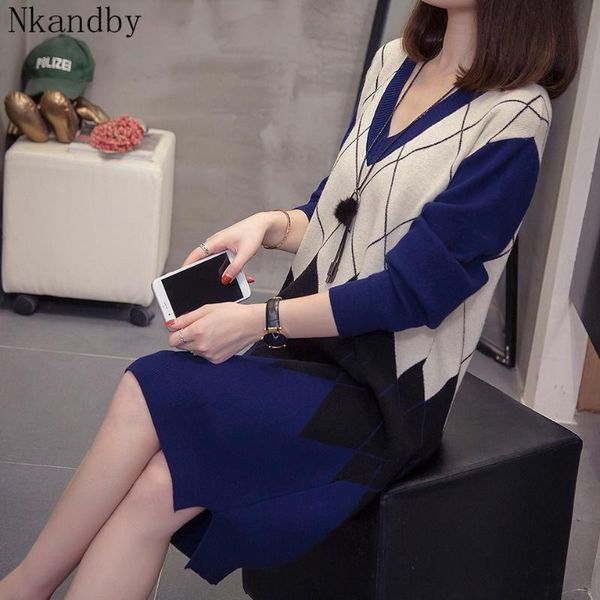 women's sweaters plus size argyle pattern pullovers long women fashion v neck knit dress oversized vintage patchwork lady knitted jumpe, White;black
women's sweaters plus size argyle pattern pullovers long women fashion v neck knit dress oversized vintage patchwork lady knitted jumpe, White;black