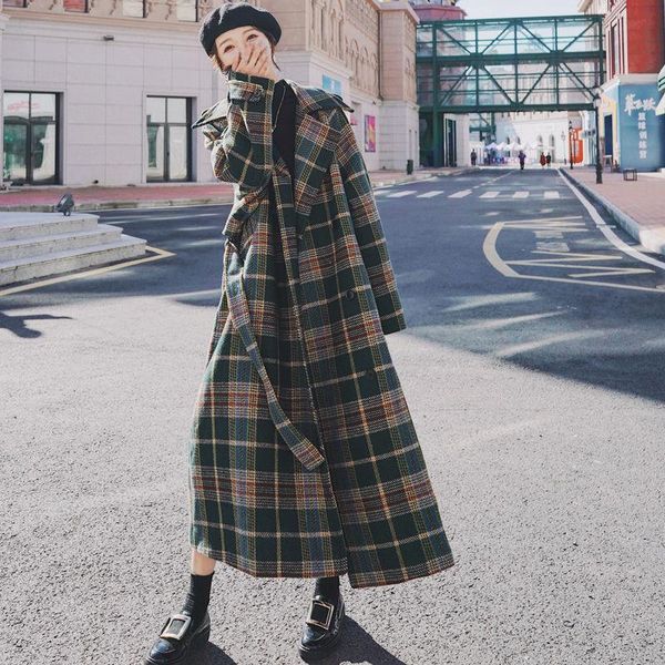 women's trench coats blue plaid coat belt 2021 autumn winter women korean loose lattice windbreaker ladies british long overwear woolen, Tan;black
women's trench coats blue plaid coat belt 2021 autumn winter women korean loose lattice windbreaker ladies british long overwear woolen, Tan;black