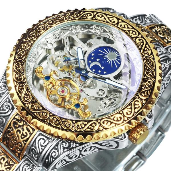 wristwatches winner man tourbillon watch gold skeleton mens watches carving mechanical moon phase retro steel strap clock, Slivery;brown
wristwatches winner man tourbillon watch gold skeleton mens watches carving mechanical moon phase retro steel strap clock, Slivery;brown