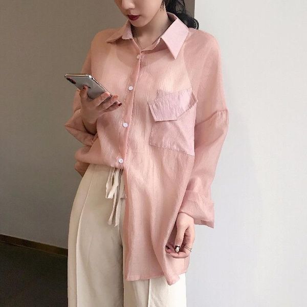 women's blouses & shirts summer thin long sleeved shirt women clothes 2021 korean fashion solid loose turn-down collar pink blouse tid, White
women's blouses & shirts summer thin long sleeved shirt women clothes 2021 korean fashion solid loose turn-down collar pink blouse tid, White
