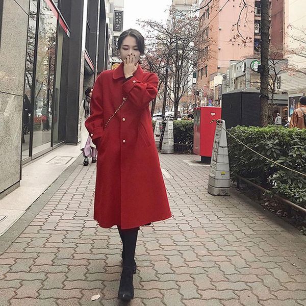 women's wool & blends fashion warm loose coat women pockets single breasted blend and jacket long solid ladies coats, Black
women's wool & blends fashion warm loose coat women pockets single breasted blend and jacket long solid ladies coats, Black