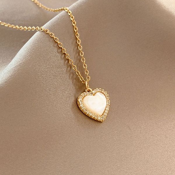 ins style simple love titanium steel necklace net red personalized trend pendant micro inlaid zircon versatile clavicle chain, Silver
ins style simple love titanium steel necklace net red personalized trend pendant micro inlaid zircon versatile clavicle chain, Silver