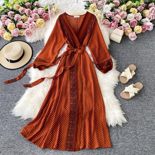 casual dresses women vintage dress spring autumn slim v neck bandgae elegant ladies dot chiffon beach vestidos mujer, Black;gray
casual dresses women vintage dress spring autumn slim v neck bandgae elegant ladies dot chiffon beach vestidos mujer, Black;gray