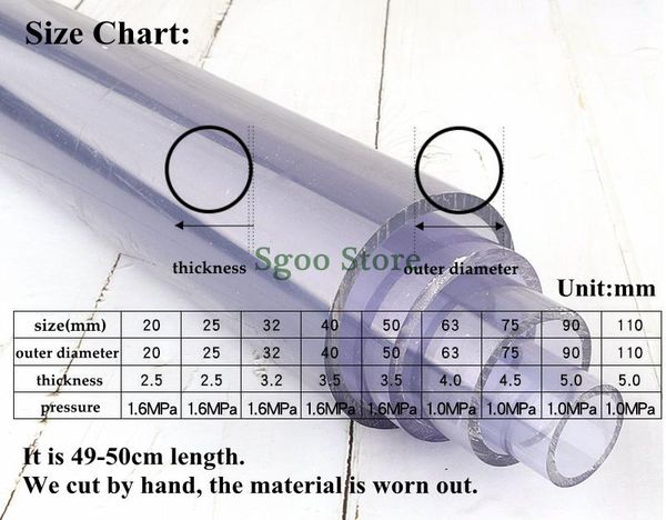 watering equipments outer diameter 63/75/90/110/140/160mm pvc transparent pipe aquarium fish tank tube garden irrigation fittings 50cm long
watering equipments outer diameter 63/75/90/110/140/160mm pvc transparent pipe aquarium fish tank tube garden irrigation fittings 50cm long