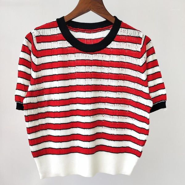 summer ladies o-neck designs t-shirt female striped hollow out knitting short sleeve casual loose tees women's, White
summer ladies o-neck designs t-shirt female striped hollow out knitting short sleeve casual loose tees women's, White