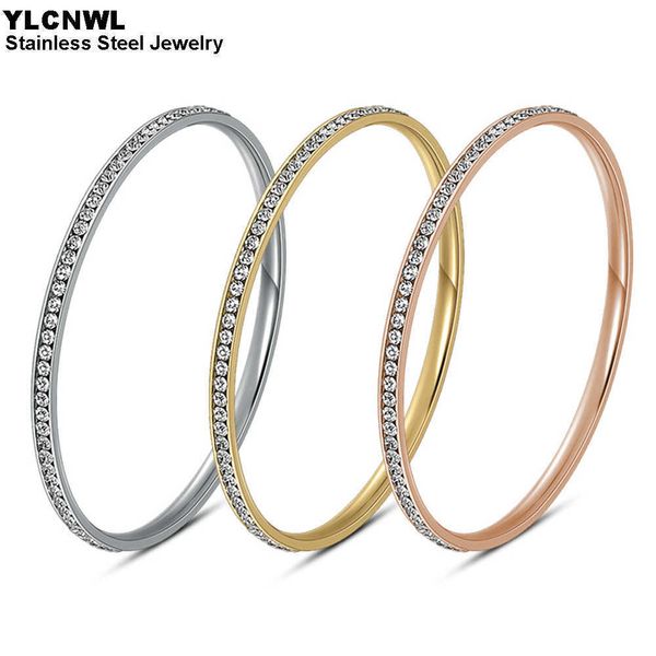 luxury stainless steel full rhinestone bangle for women ladies round bracelets fashion crystals jewelry wedding gift q0719, Black
luxury stainless steel full rhinestone bangle for women ladies round bracelets fashion crystals jewelry wedding gift q0719, Black