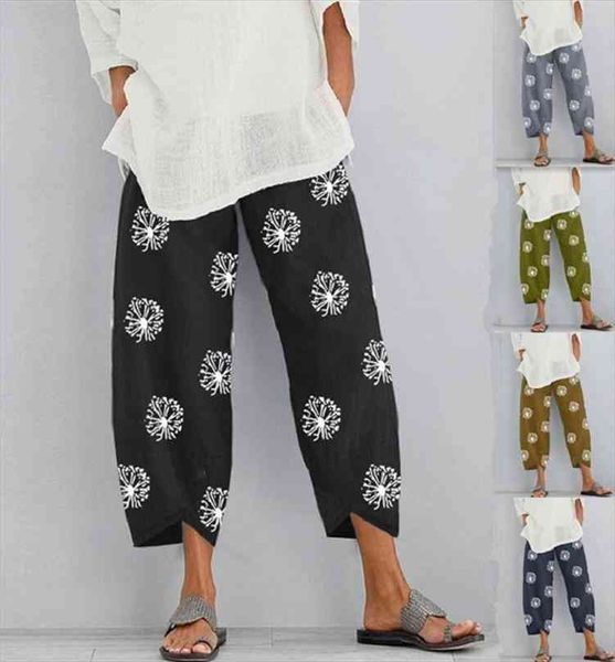 vintage summer spring natural dandelion womens pants print loose style trousers work wear ol fashion holiday wide leg, Black;white 
vintage summer spring natural dandelion womens pants print loose style trousers work wear ol fashion holiday wide leg, Black;white