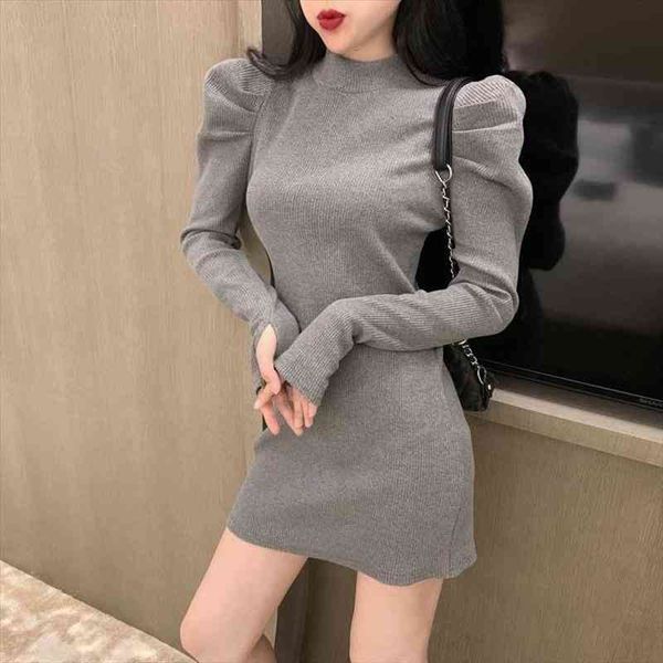 autumn knitted one piece women dress korean winter warm puff long sleeve mini bodycon black dresses kpop, Black;gray
autumn knitted one piece women dress korean winter warm puff long sleeve mini bodycon black dresses kpop, Black;gray