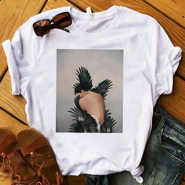 and women lady wing mens t shirts feather art painting printed ladies tee female clothes graphic, White;black
and women lady wing mens t shirts feather art painting printed ladies tee female clothes graphic, White;black