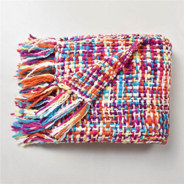 comfortable acrylic fabric colorful knitted tassel blanket travel airplane car for home sofa bedding office textile blankets
comfortable acrylic fabric colorful knitted tassel blanket travel airplane car for home sofa bedding office textile blankets