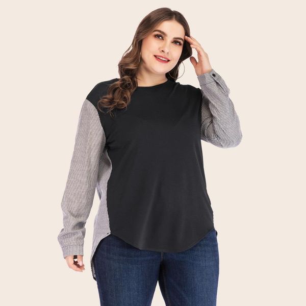 women's blouses & shirts xl to 5xl plus size women color patchwork irregular long sleeve striped shirt loose office ladies blusas muje, White
women's blouses & shirts xl to 5xl plus size women color patchwork irregular long sleeve striped shirt loose office ladies blusas muje, White