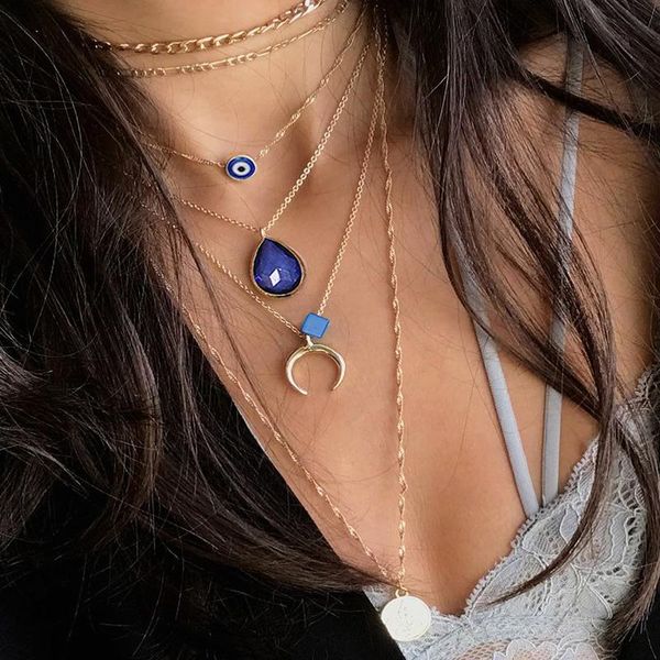 pendant necklaces 5 pcs/set women vintage set boho eye moon geometric crystal multilayer gold color necklace ladies jewelry, Silver
pendant necklaces 5 pcs/set women vintage set boho eye moon geometric crystal multilayer gold color necklace ladies jewelry, Silver