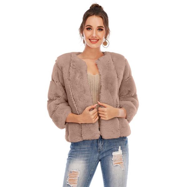 women's fur & faux fashion autumn winter women 2021 elegant casual long sleeve jackets furry coat femme short coats, Black
women's fur & faux fashion autumn winter women 2021 elegant casual long sleeve jackets furry coat femme short coats, Black