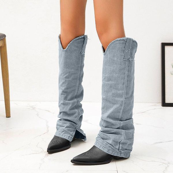 boots women fashion pointed toe high thick heel thin denim rider cowboy ladies autumn winter shoes mujer, Black
boots women fashion pointed toe high thick heel thin denim rider cowboy ladies autumn winter shoes mujer, Black