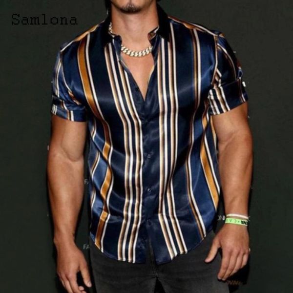 men's casual shirts samlona 2021 summer elegant fashion stripes shirt men lapel neck loose single breasted blouse streetwear clothes, White;black
men's casual shirts samlona 2021 summer elegant fashion stripes shirt men lapel neck loose single breasted blouse streetwear clothes, White;black