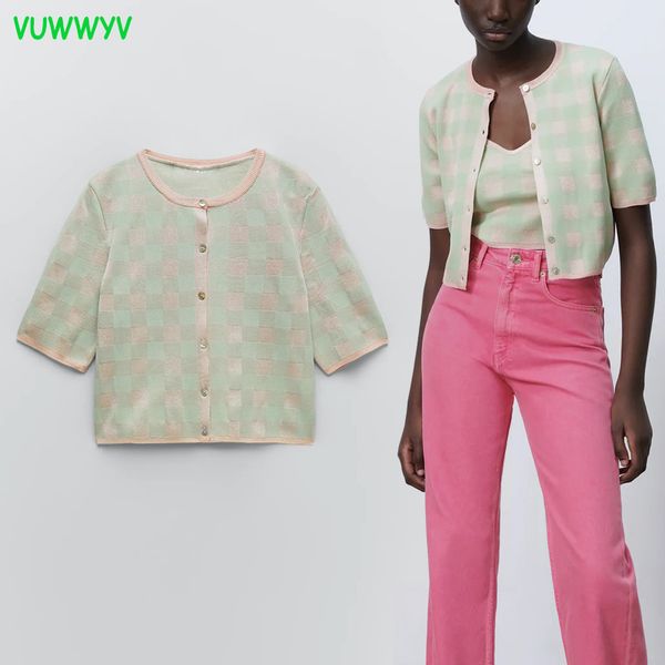 vuwwyv green plaid knitted cardigan sweater women spring chic casual cropped woman sweaters short sleeve button jackets 210430, White
vuwwyv green plaid knitted cardigan sweater women spring chic casual cropped woman sweaters short sleeve button jackets 210430, White