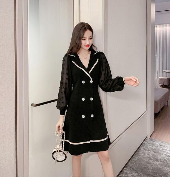 casual dresses 2021 autumn winter retro women knitted dress v-neck chiffon patchwork long sleeve elegant a-line slim, Black;gray
casual dresses 2021 autumn winter retro women knitted dress v-neck chiffon patchwork long sleeve elegant a-line slim, Black;gray