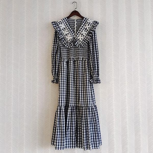 casual dresses early autumn designer women's dress with lotus leaf collar plaid puff sleeve fishtail stitching, Black;gray
casual dresses early autumn designer women's dress with lotus leaf collar plaid puff sleeve fishtail stitching, Black;gray