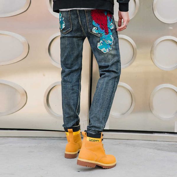 men's jeans jeans embroidered red dragon japanese wave skinny jean men streetwear hip hop slim denim long trousers zqr1, Blue
men's jeans jeans embroidered red dragon japanese wave skinny jean men streetwear hip hop slim denim long trousers zqr1, Blue