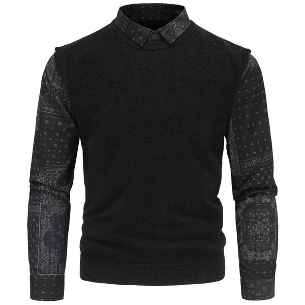 men's sweaters men sweetshirts pullover autumn and winter british slim printed shirt business casual fake two-piece sweater office blou, White;black
men's sweaters men sweetshirts pullover autumn and winter british slim printed shirt business casual fake two-piece sweater office blou, White;black