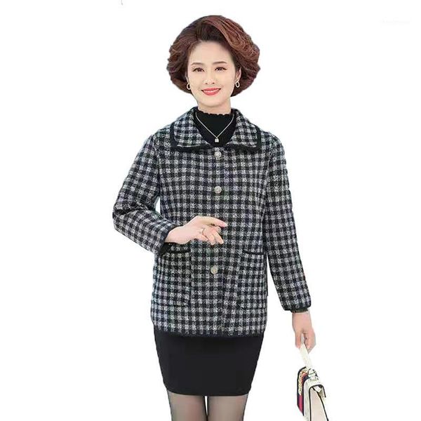 women's wool & blends blended woolen coat autumn winter plus size plaid jacket middle-aged elderly mothers knitted sweater outerwear 5, Black
women's wool & blends blended woolen coat autumn winter plus size plaid jacket middle-aged elderly mothers knitted sweater outerwear 5, Black