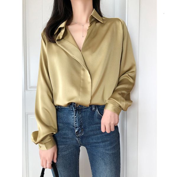 women's blouses & shirts v neck satin woman long sleeve loose basic color pullover spring autumn ladies ahyz, White
women's blouses & shirts v neck satin woman long sleeve loose basic color pullover spring autumn ladies ahyz, White