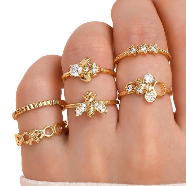 cluster rings luxury cz stone insect bee for women creative honeycomb/honeybee stacking gold fashion ladies party jewelry, Golden;silver
cluster rings luxury cz stone insect bee for women creative honeycomb/honeybee stacking gold fashion ladies party jewelry, Golden;silver