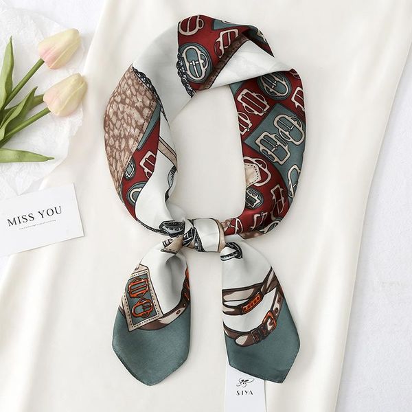 scarves silk scarf small square women's spring and summer 2021 chain bag printed satin professional shawl, Blue;gray
scarves silk scarf small square women's spring and summer 2021 chain bag printed satin professional shawl, Blue;gray
