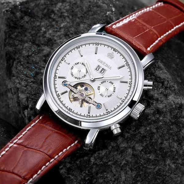brown orkina wave tourbillion mode white clock multifunctional display mens automatic mechanical watches brand luxury 2021, Slivery;brown
brown orkina wave tourbillion mode white clock multifunctional display mens automatic mechanical watches brand luxury 2021, Slivery;brown