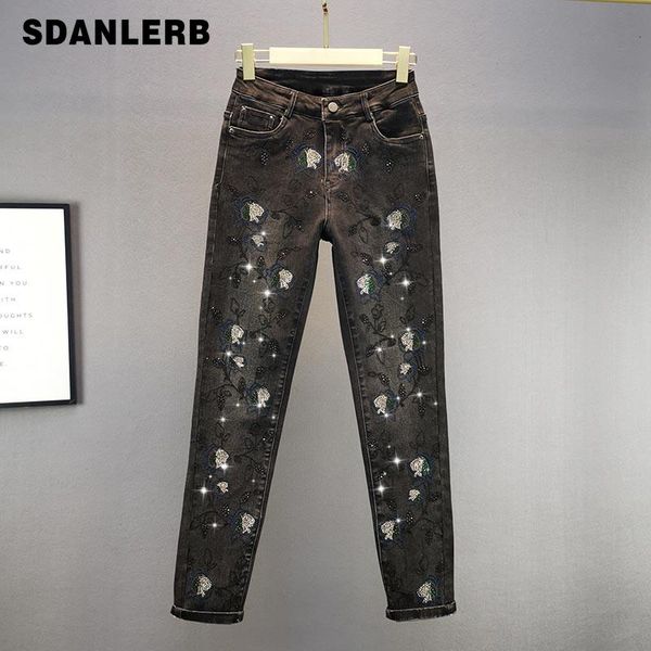 embroidery rhinestone jeans women's trousers fashionable 2021 spring cotton elastic high waist slimming denim pencil pants, Blue
embroidery rhinestone jeans women's trousers fashionable 2021 spring cotton elastic high waist slimming denim pencil pants, Blue