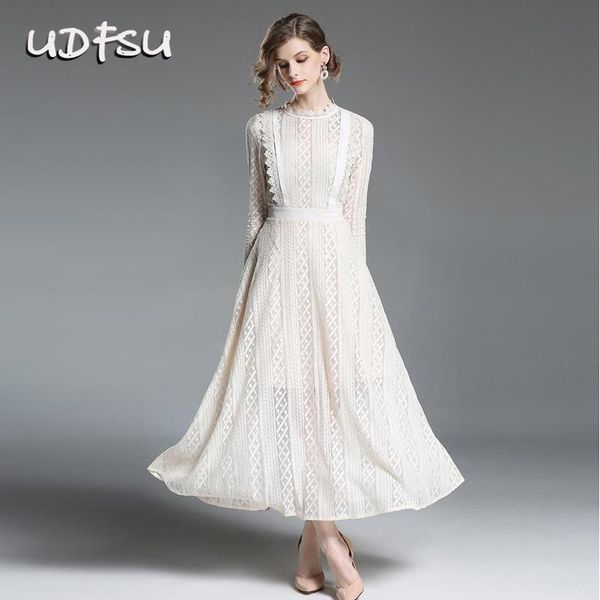 party dresses udfsu women long sleeve lace evening dress vintage elegant round neck formal gowns, White;black
party dresses udfsu women long sleeve lace evening dress vintage elegant round neck formal gowns, White;black