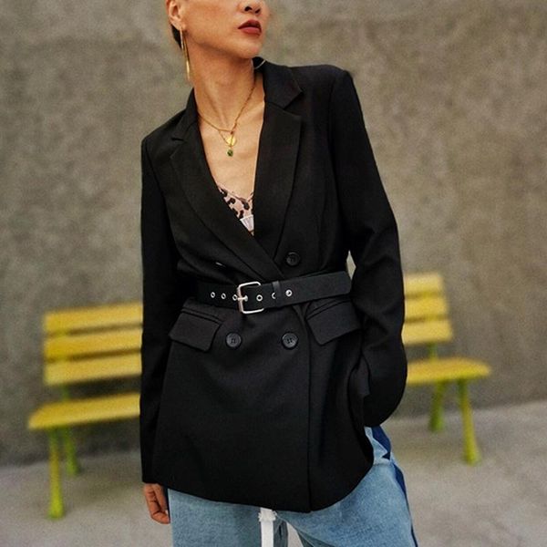 women's suits & blazers women double breasted blazer hollow out backless high waist belted coat, White;black
women's suits & blazers women double breasted blazer hollow out backless high waist belted coat, White;black