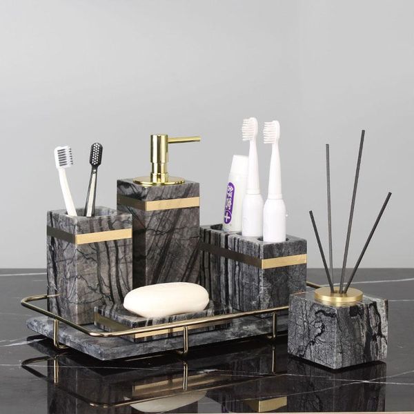 bath accessory set light luxury bathroom accessories marble bathoom lotion bottle toothbrush holder tooth cup tray swab
bath accessory set light luxury bathroom accessories marble bathoom lotion bottle toothbrush holder tooth cup tray swab