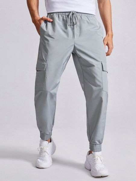 men drawstring waist flap pocket pants 64sf#, Black
men drawstring waist flap pocket pants 64sf#, Black