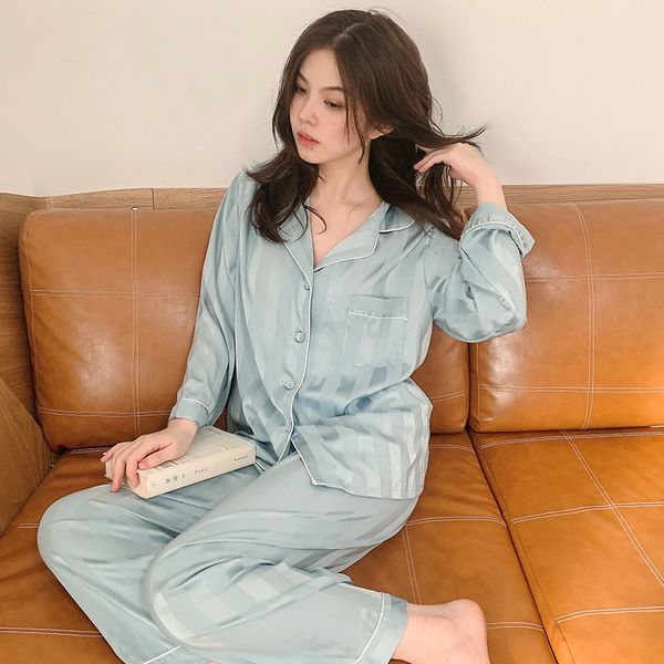 women's sleepwear pyjama pour femme fashion striped pajamas women silk satin spring summer pijamas loose homewear 2 pcs set whzl, Black;red
women's sleepwear pyjama pour femme fashion striped pajamas women silk satin spring summer pijamas loose homewear 2 pcs set whzl, Black;red