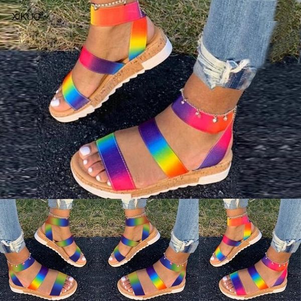 sandals rainbow color women's large 2021 thick soled flat heel shoes, Black
sandals rainbow color women's large 2021 thick soled flat heel shoes, Black