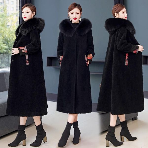 women's fur & faux women large size fat mom hooded coat mid-length autumn winter temperament elegant particles one-piece chenille, Black
women's fur & faux women large size fat mom hooded coat mid-length autumn winter temperament elegant particles one-piece chenille, Black