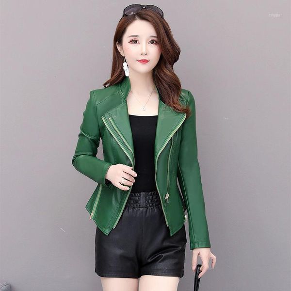 women's leather & faux 2021 autumn winter middle age women long sleeve zipper jacket slim short plus size 5xl pu coat a157, Black
women's leather & faux 2021 autumn winter middle age women long sleeve zipper jacket slim short plus size 5xl pu coat a157, Black