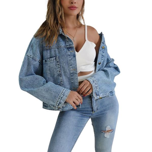 women's jackets 2021 spring autumn denim jacket women long sleeve loose cotton fashion coat woman lapel retro tannin wind, Black;brown
women's jackets 2021 spring autumn denim jacket women long sleeve loose cotton fashion coat woman lapel retro tannin wind, Black;brown