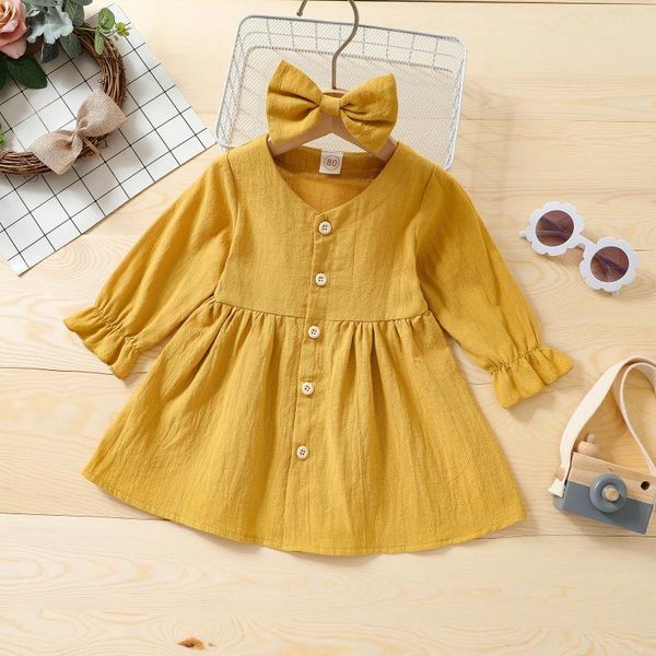 girl's dresses summer children's clothing single-breasted lantern sleeve solid color casual dress with hairpin a014, Red;yellow
girl's dresses summer children's clothing single-breasted lantern sleeve solid color casual dress with hairpin a014, Red;yellow