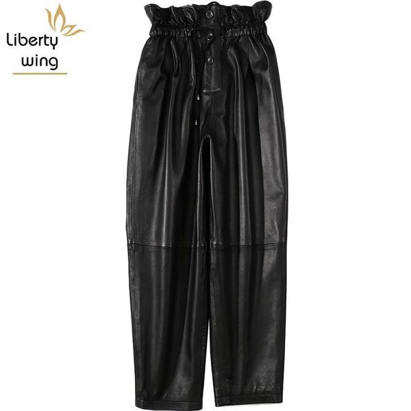 women's pants & capris women genuine sheepskin elastic black 2021 winter fashion real leather high waist ladies full length harem, Black;white
women's pants & capris women genuine sheepskin elastic black 2021 winter fashion real leather high waist ladies full length harem, Black;white