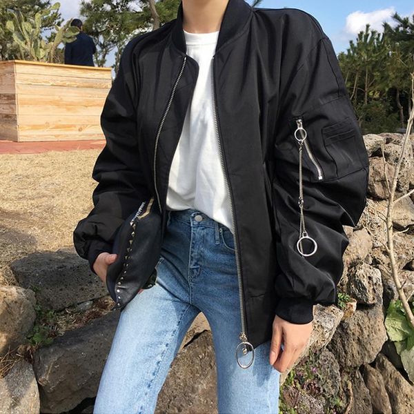 women's jackets plus size 5xl loose women solid zipper chic bomber jacket high street coats womens fashion harajuku streetwear all-matc, Black;brown
women's jackets plus size 5xl loose women solid zipper chic bomber jacket high street coats womens fashion harajuku streetwear all-matc, Black;brown