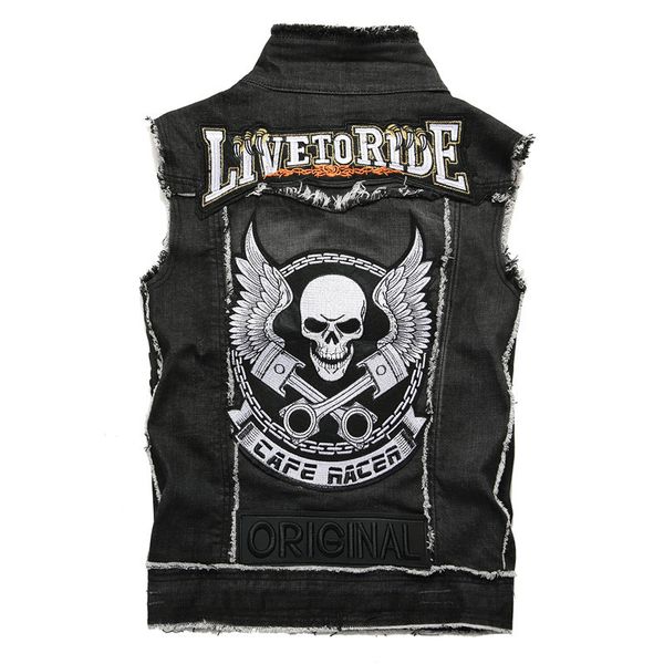 men's vests skull embroidery black fringe denim vest trendy patches patchwork rivet letters slim waistcoat tank 6jmh, Black;white
men's vests skull embroidery black fringe denim vest trendy patches patchwork rivet letters slim waistcoat tank 6jmh, Black;white