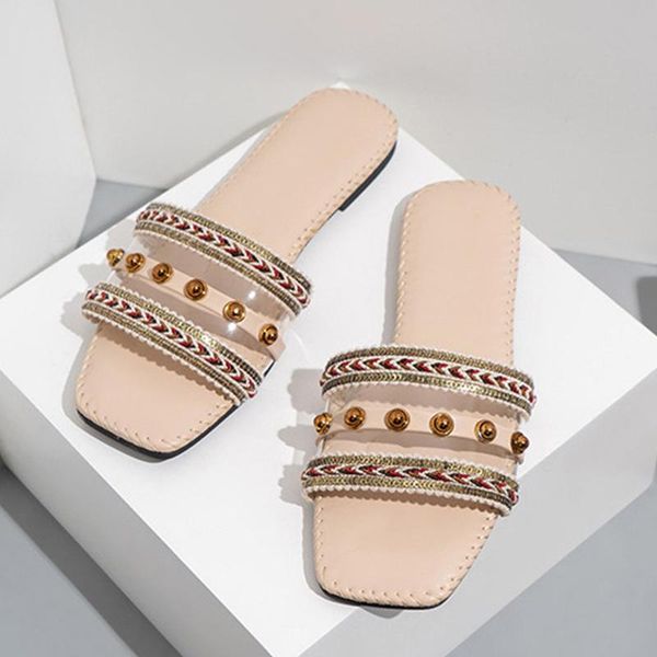 slippers women bohemia square toe woman metal rivet slides sewing flats female summer casual shoes ladies big size footwear, Black
slippers women bohemia square toe woman metal rivet slides sewing flats female summer casual shoes ladies big size footwear, Black